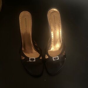 Kenneth Cole Black Heels with Gold Interior